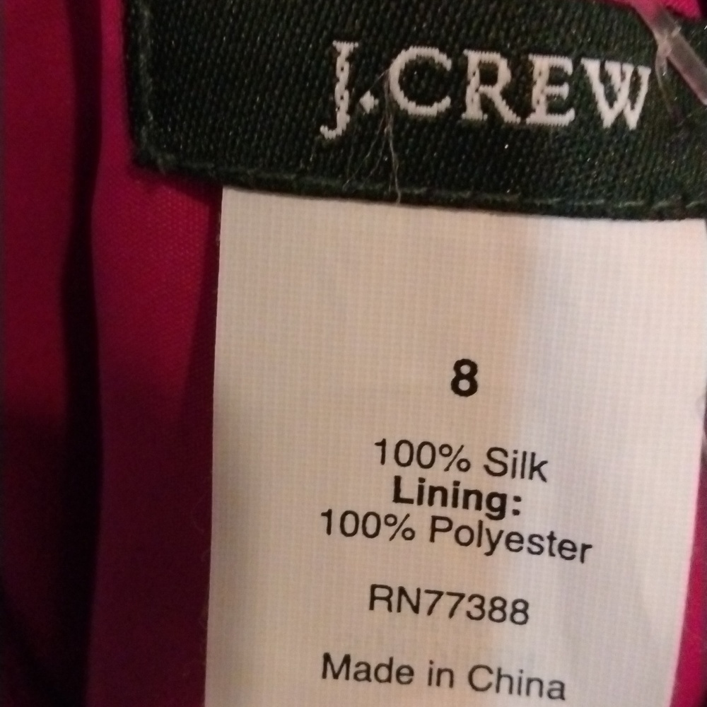 NWT J. Crew 100 % silk Chiffon Magenta Sleeveless Empire Waist Dress Size 8 - Picture 13 of 14